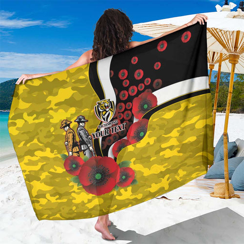 Richmond Tigers ANZAC Personalised Sarong Lest We Forget Poppy Camo