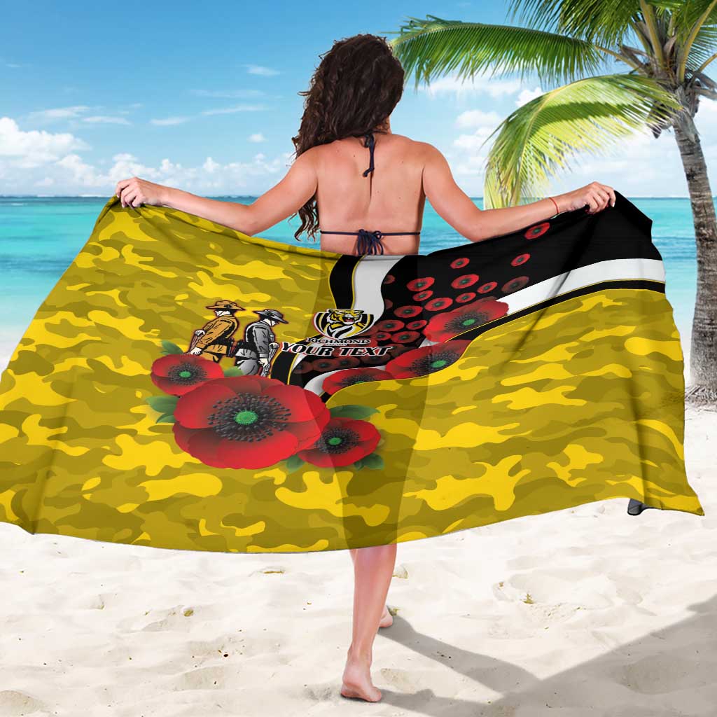 Richmond Tigers ANZAC Personalised Sarong Lest We Forget Poppy Camo