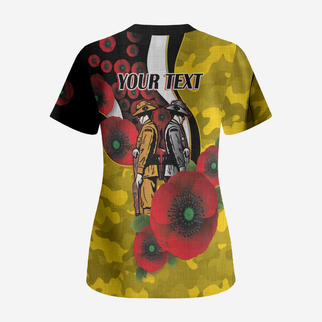 Richmond Tigers ANZAC Personalised Scrub Top Lest We Forget Poppy Camo