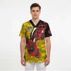 Richmond Tigers ANZAC Personalised Scrub Top Lest We Forget Poppy Camo