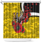 Richmond Tigers ANZAC Personalised Shower Curtain Lest We Forget Poppy Camo