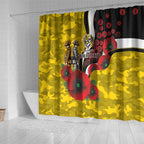 Richmond Tigers ANZAC Personalised Shower Curtain Lest We Forget Poppy Camo