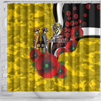 Richmond Tigers ANZAC Personalised Shower Curtain Lest We Forget Poppy Camo