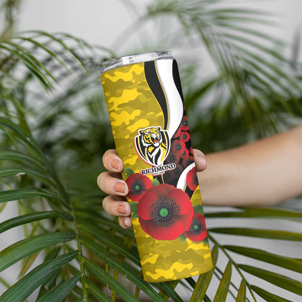Richmond Tigers ANZAC Personalised Skinny Tumbler Lest We Forget Poppy Camo