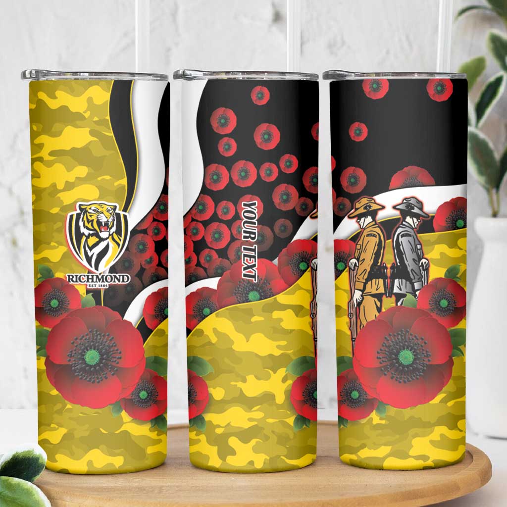 Richmond Tigers ANZAC Personalised Skinny Tumbler Lest We Forget Poppy Camo
