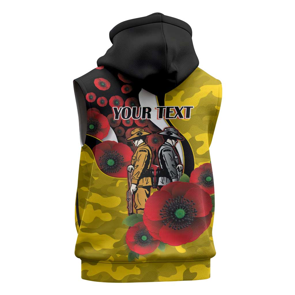 Richmond Tigers ANZAC Personalised Sleeveless Hoodie Lest We Forget Poppy Camo