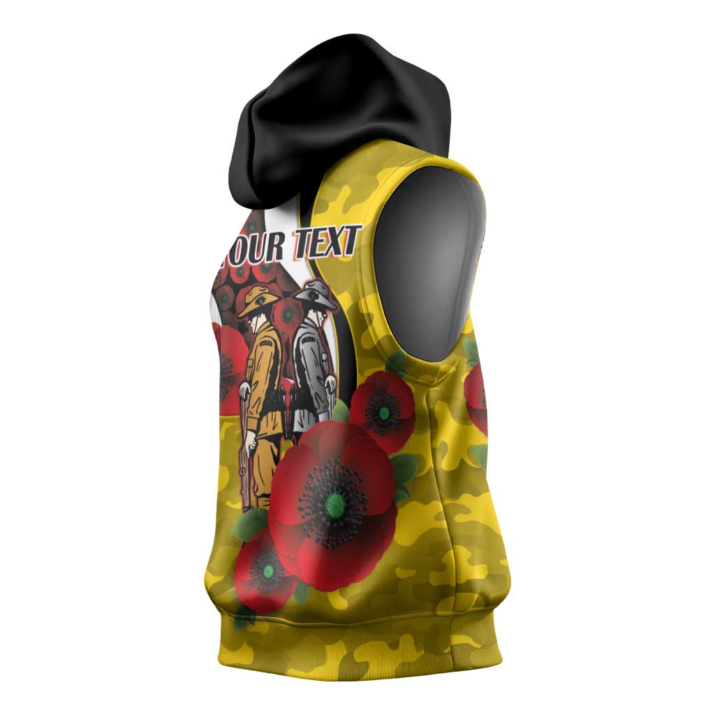 Richmond Tigers ANZAC Personalised Sleeveless Hoodie Lest We Forget Poppy Camo