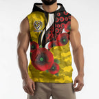 Richmond Tigers ANZAC Personalised Sleeveless Hoodie Lest We Forget Poppy Camo