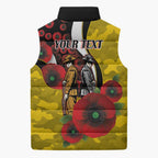 Richmond Tigers ANZAC Personalised Sleeveless Puffer Jacket Lest We Forget Poppy Camo