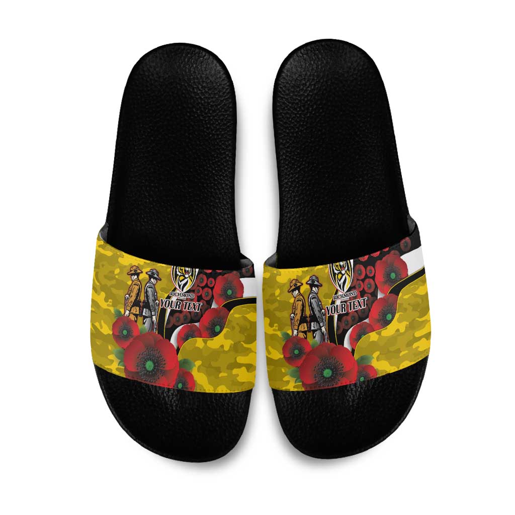 Richmond Tigers ANZAC Personalised Slide Sandals Lest We Forget Poppy Camo