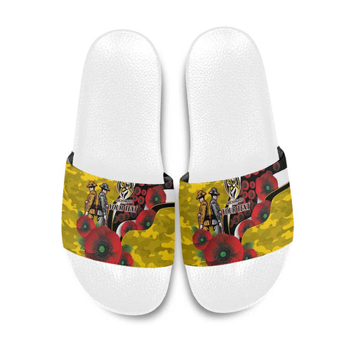 Richmond Tigers ANZAC Personalised Slide Sandals Lest We Forget Poppy Camo