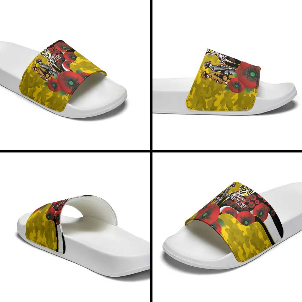 Richmond Tigers ANZAC Personalised Slide Sandals Lest We Forget Poppy Camo