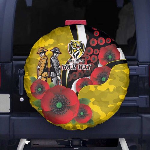 Richmond Tigers ANZAC Personalised Spare Tire Cover Lest We Forget Poppy Camo