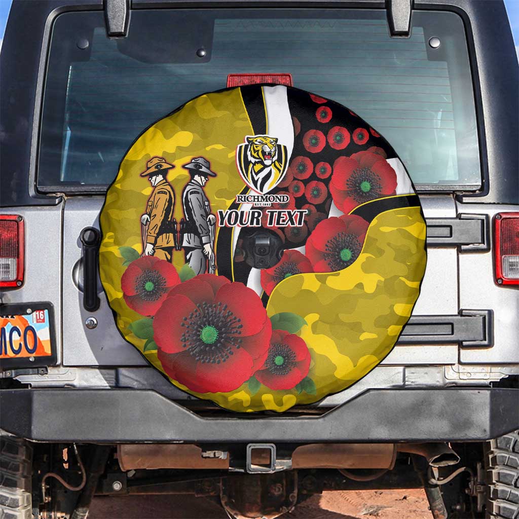 Richmond Tigers ANZAC Personalised Spare Tire Cover Lest We Forget Poppy Camo