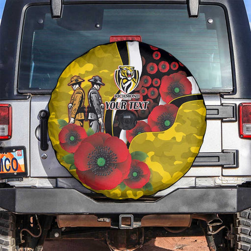 Richmond Tigers ANZAC Personalised Spare Tire Cover Lest We Forget Poppy Camo
