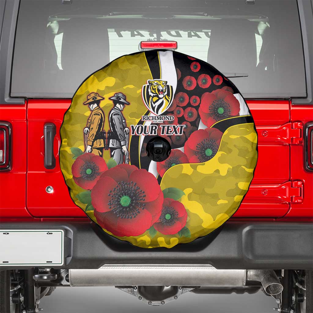 Richmond Tigers ANZAC Personalised Spare Tire Cover Lest We Forget Poppy Camo