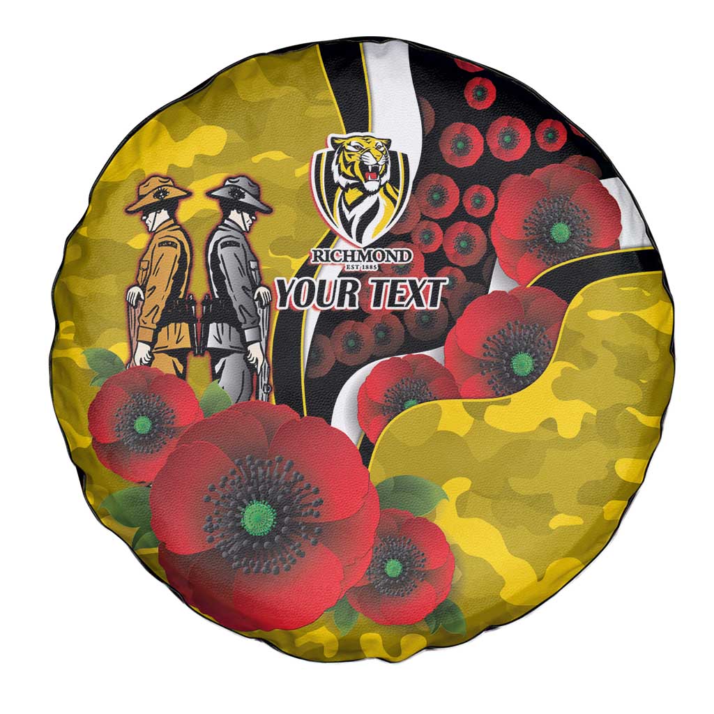 Richmond Tigers ANZAC Personalised Spare Tire Cover Lest We Forget Poppy Camo