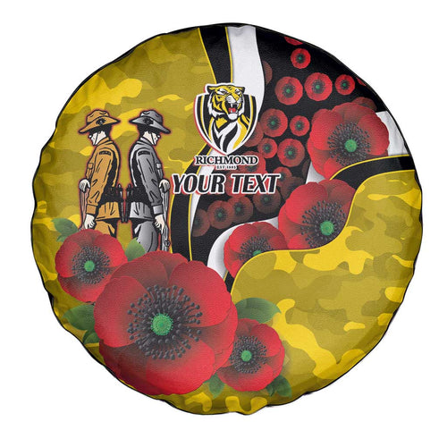 Richmond Tigers ANZAC Personalised Spare Tire Cover Lest We Forget Poppy Camo