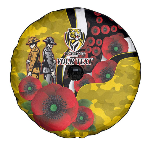 Richmond Tigers ANZAC Personalised Spare Tire Cover Lest We Forget Poppy Camo