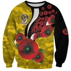 Richmond Tigers ANZAC Personalised Sweatshirt Lest We Forget Poppy Camo