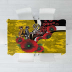 Richmond Tigers ANZAC Personalised Tablecloth Lest We Forget Poppy Camo