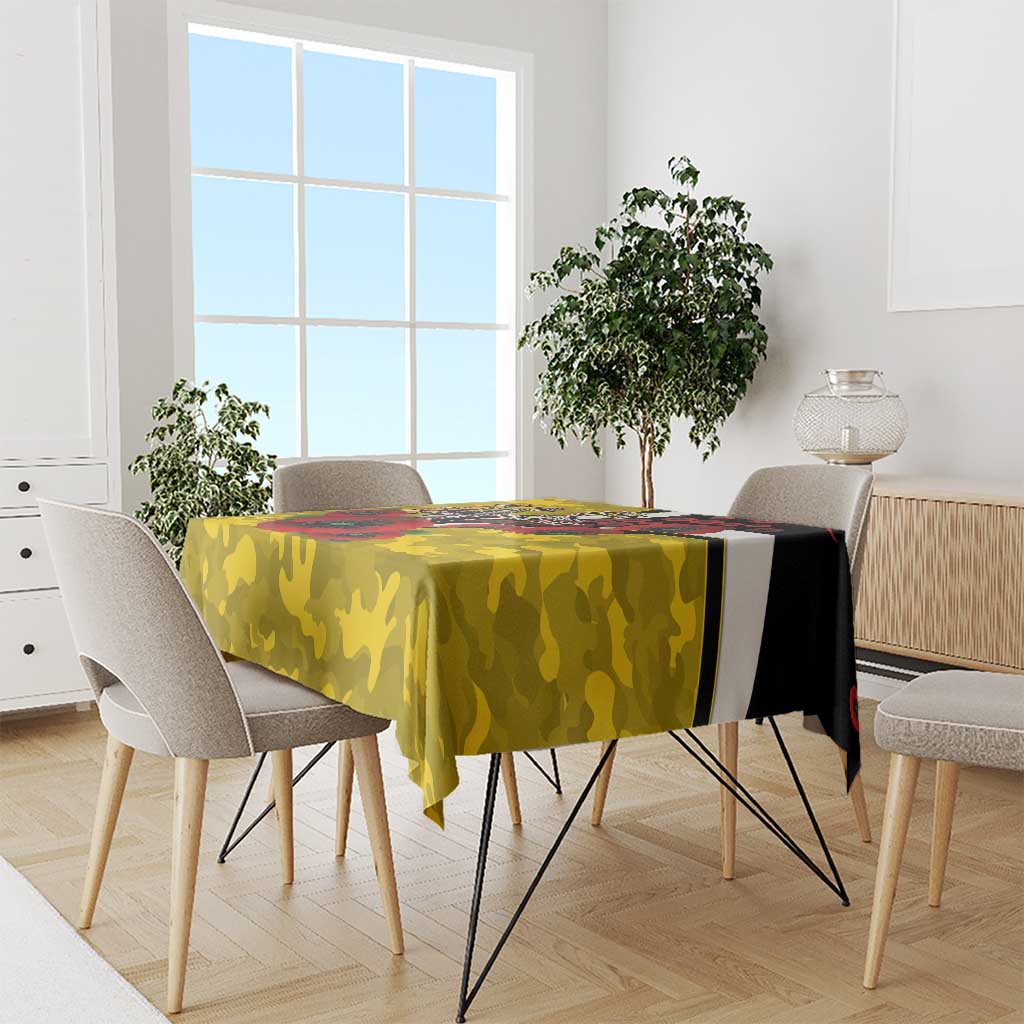 Richmond Tigers ANZAC Personalised Tablecloth Lest We Forget Poppy Camo