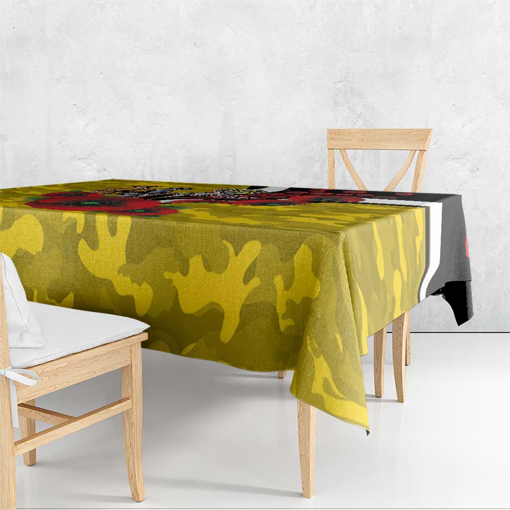 Richmond Tigers ANZAC Personalised Tablecloth Lest We Forget Poppy Camo