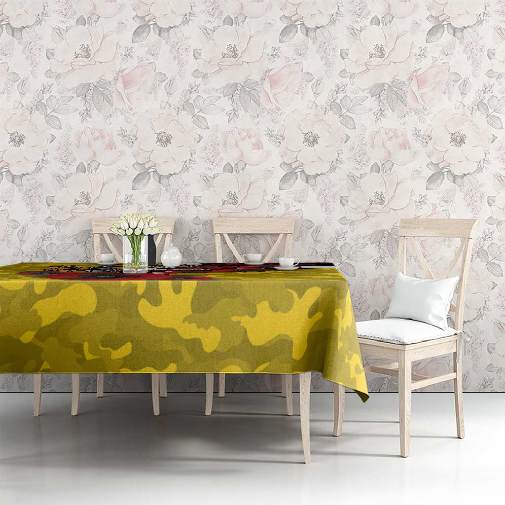 Richmond Tigers ANZAC Personalised Tablecloth Lest We Forget Poppy Camo