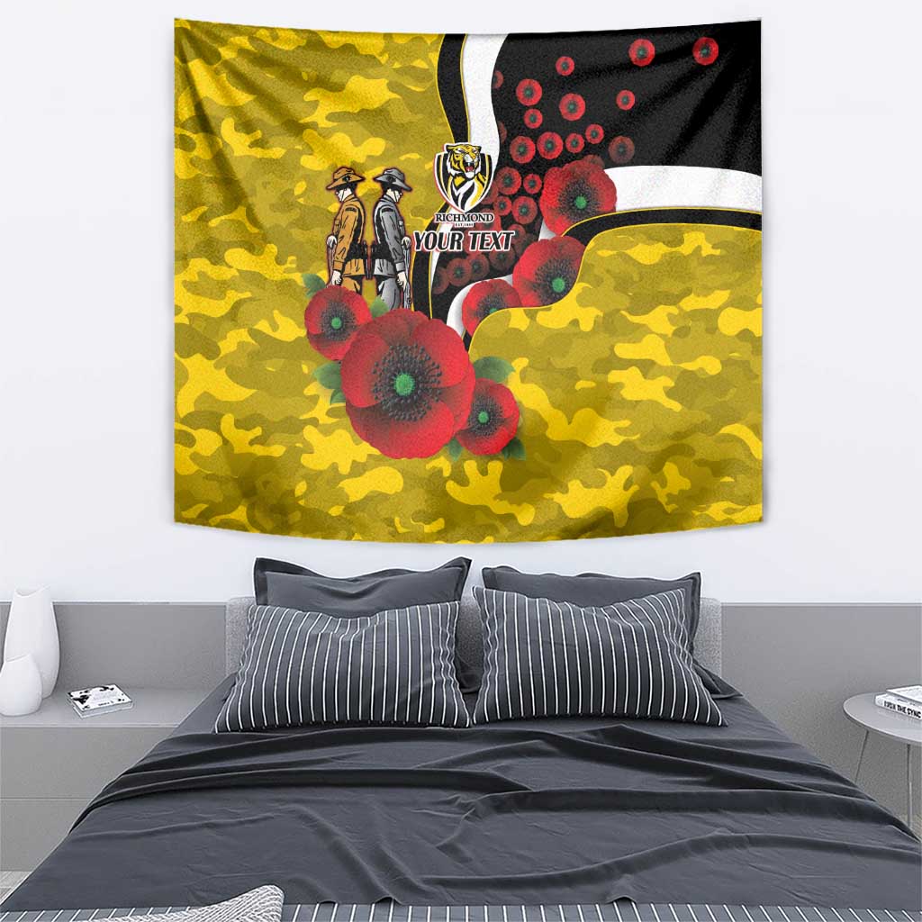 Richmond Tigers ANZAC Personalised Tapestry Lest We Forget Poppy Camo