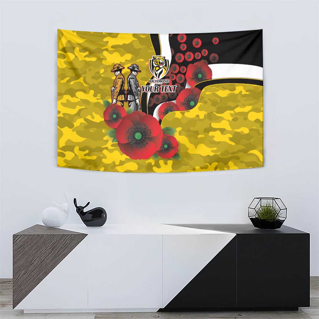 Richmond Tigers ANZAC Personalised Tapestry Lest We Forget Poppy Camo