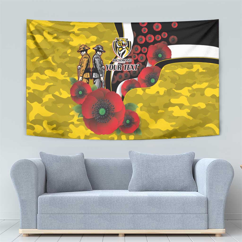 Richmond Tigers ANZAC Personalised Tapestry Lest We Forget Poppy Camo