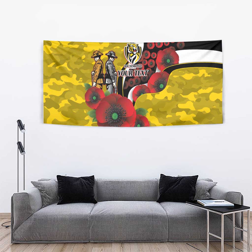 Richmond Tigers ANZAC Personalised Tapestry Lest We Forget Poppy Camo