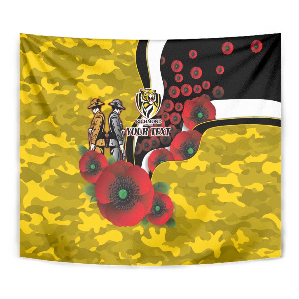 Richmond Tigers ANZAC Personalised Tapestry Lest We Forget Poppy Camo