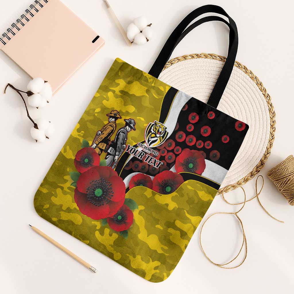 Richmond Tigers ANZAC Personalised Tote Bag Lest We Forget Poppy Camo