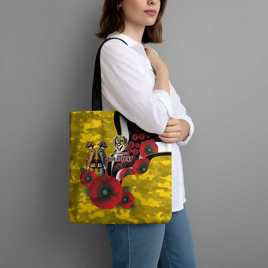 Richmond Tigers ANZAC Personalised Tote Bag Lest We Forget Poppy Camo