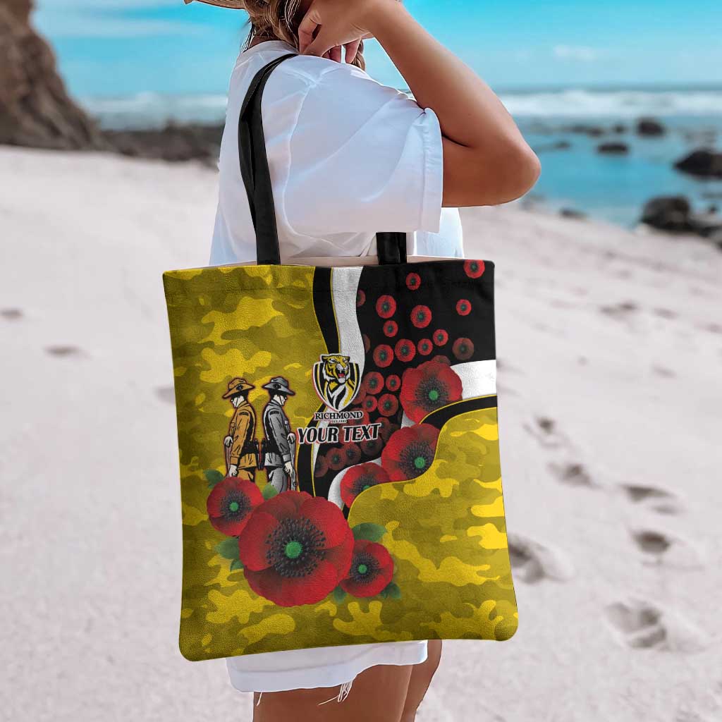 Richmond Tigers ANZAC Personalised Tote Bag Lest We Forget Poppy Camo