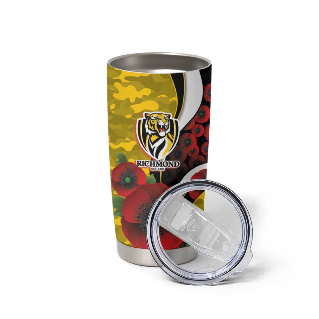Richmond Tigers ANZAC Personalised Tumbler Cup Lest We Forget Poppy Camo