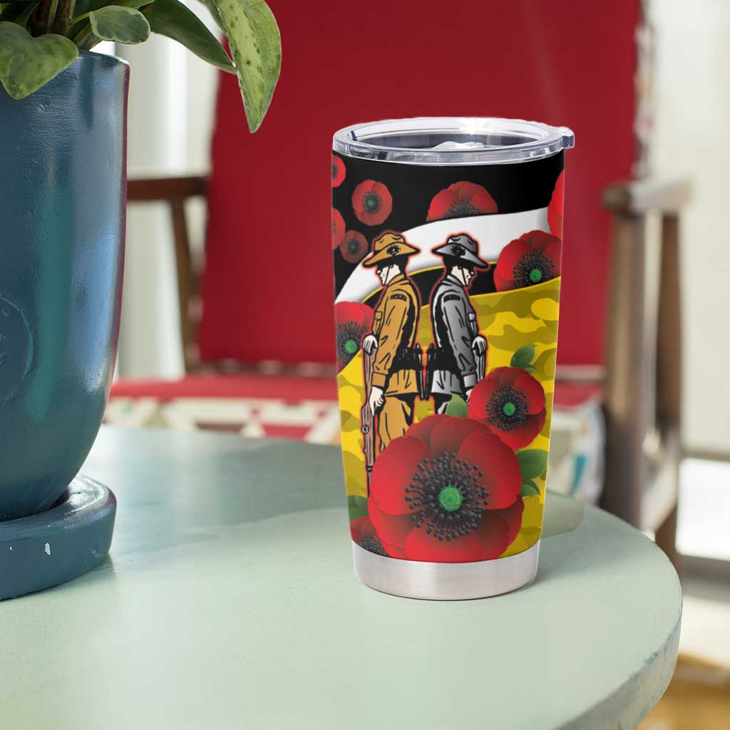 Richmond Tigers ANZAC Personalised Tumbler Cup Lest We Forget Poppy Camo