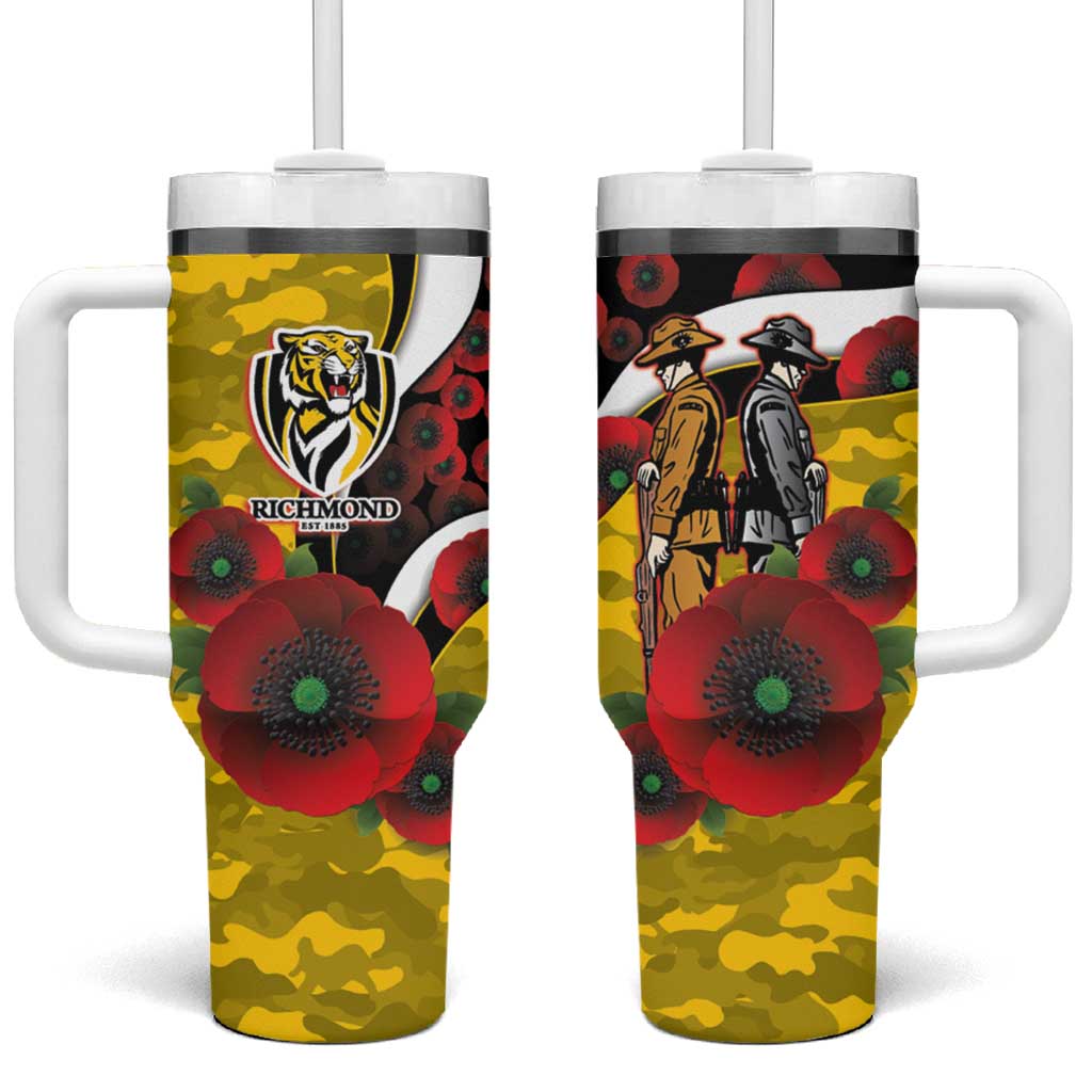 Richmond Tigers ANZAC Personalised Tumbler With Handle Lest We Forget Poppy Camo
