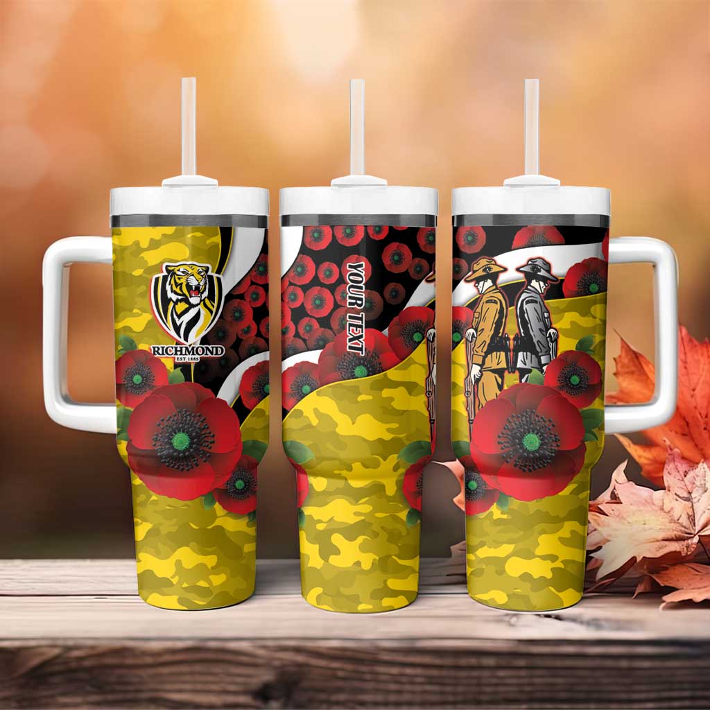 Richmond Tigers ANZAC Personalised Tumbler With Handle Lest We Forget Poppy Camo