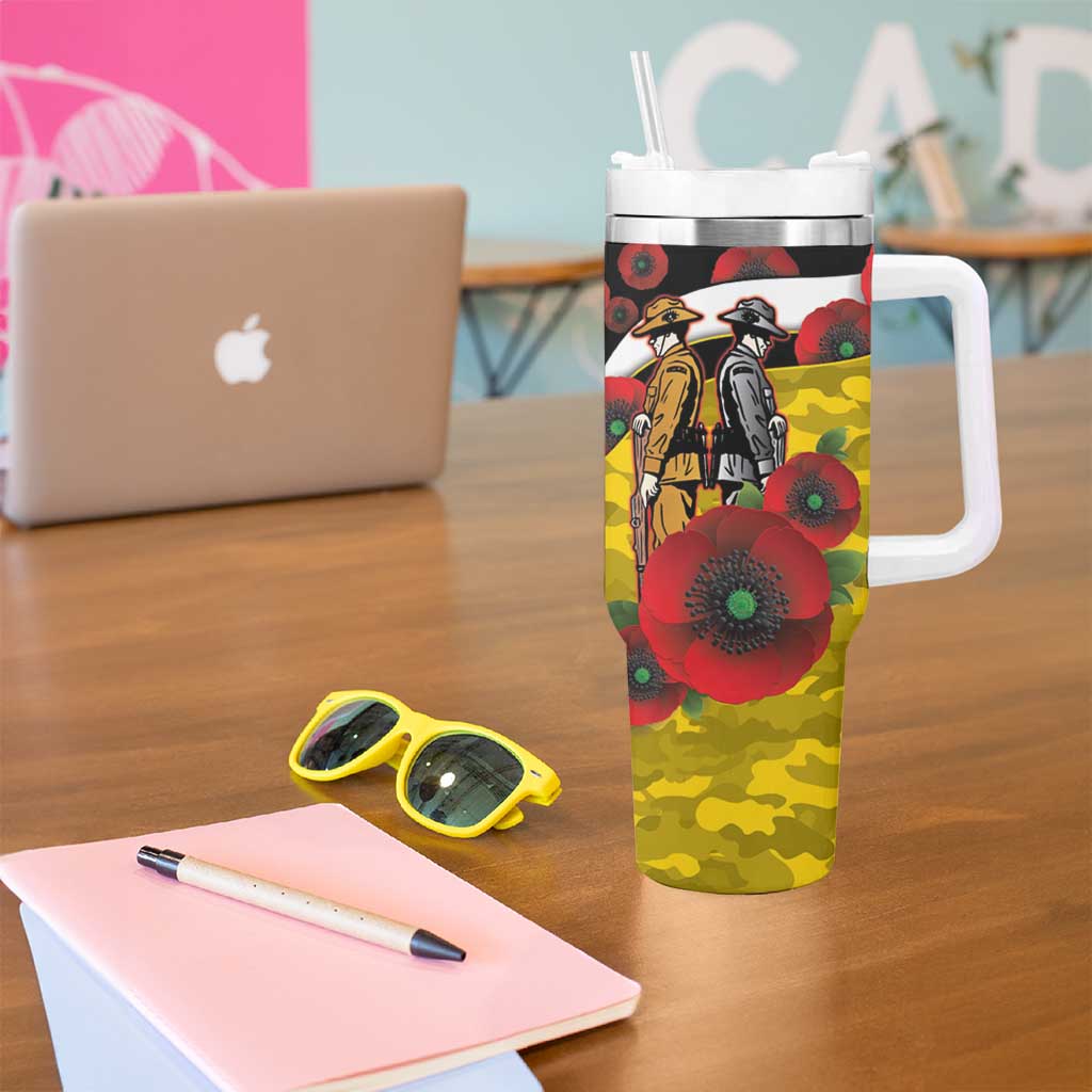 Richmond Tigers ANZAC Personalised Tumbler With Handle Lest We Forget Poppy Camo