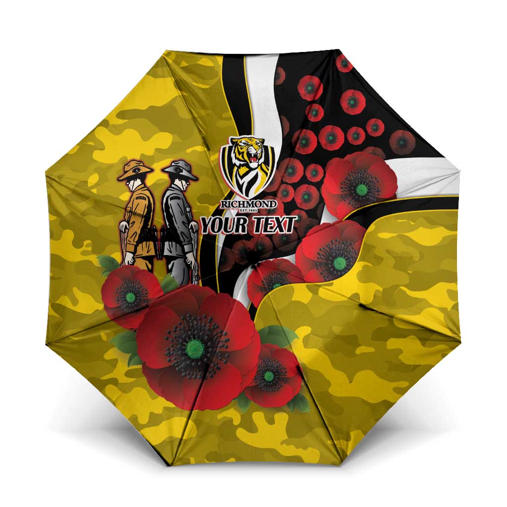 Richmond Tigers ANZAC Personalised Umbrella Lest We Forget Poppy Camo