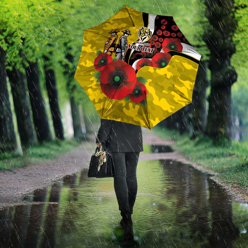 Richmond Tigers ANZAC Personalised Umbrella Lest We Forget Poppy Camo