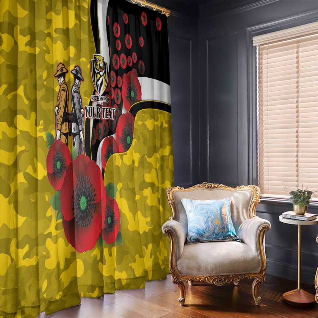 Richmond Tigers ANZAC Personalised Window Curtain Lest We Forget Poppy Camo