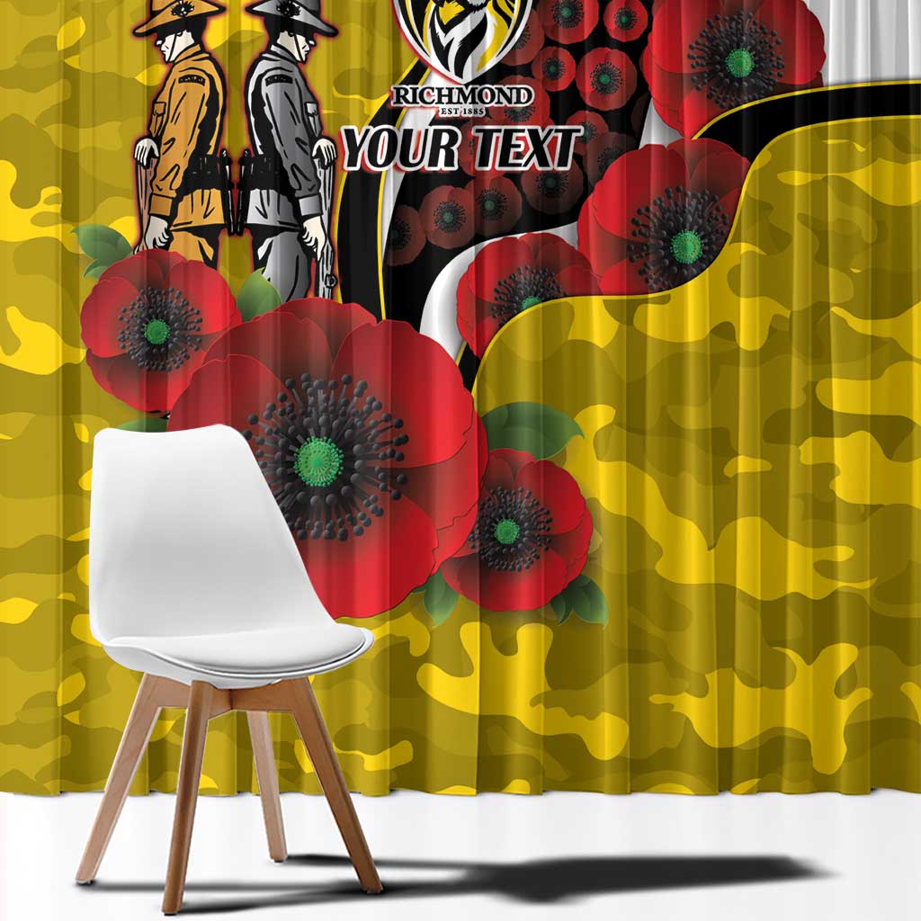 Richmond Tigers ANZAC Personalised Window Curtain Lest We Forget Poppy Camo