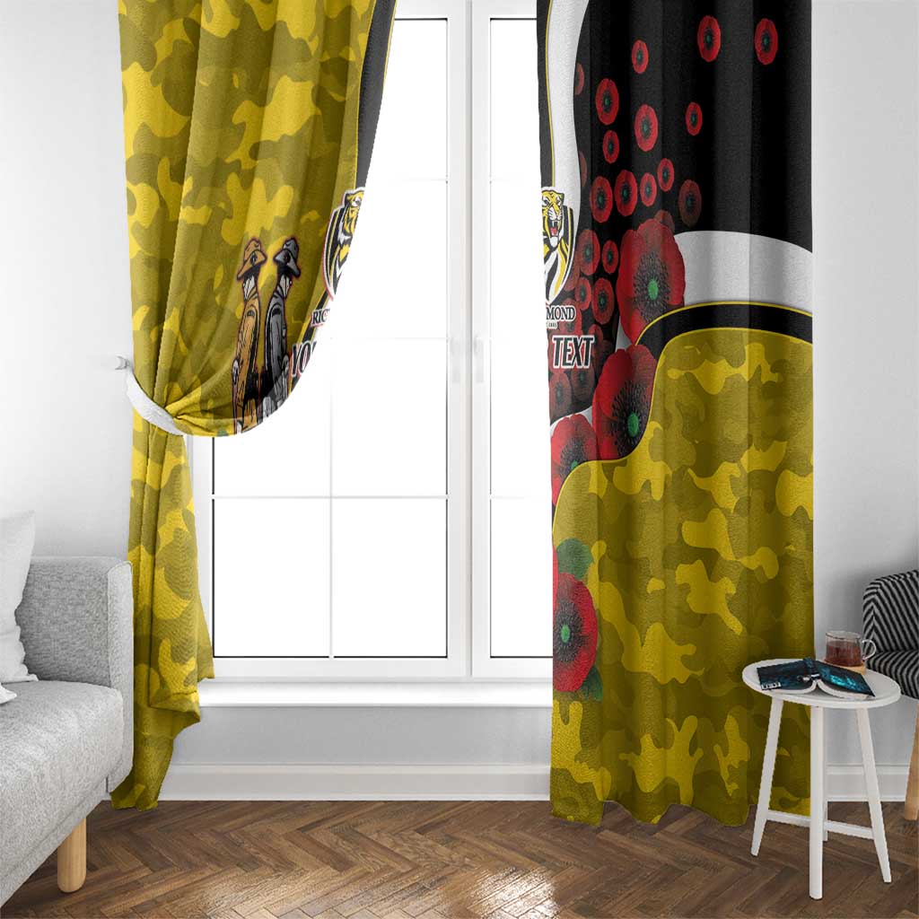 Richmond Tigers ANZAC Personalised Window Curtain Lest We Forget Poppy Camo