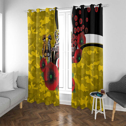Richmond Tigers ANZAC Personalised Window Curtain Lest We Forget Poppy Camo