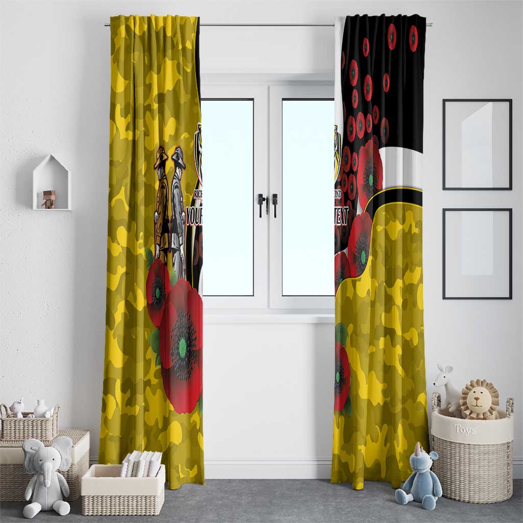 Richmond Tigers ANZAC Personalised Window Curtain Lest We Forget Poppy Camo