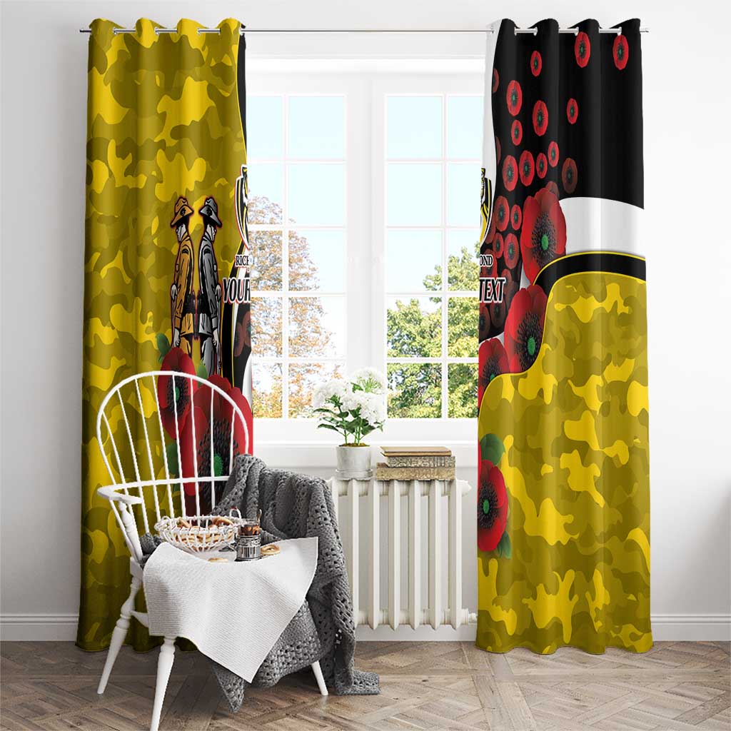 Richmond Tigers ANZAC Personalised Window Curtain Lest We Forget Poppy Camo