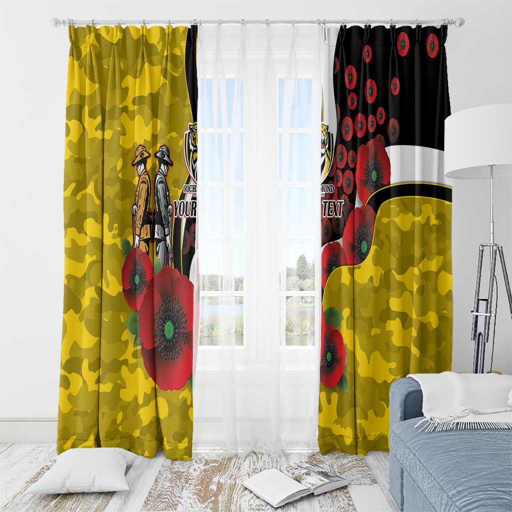 Richmond Tigers ANZAC Personalised Window Curtain Lest We Forget Poppy Camo